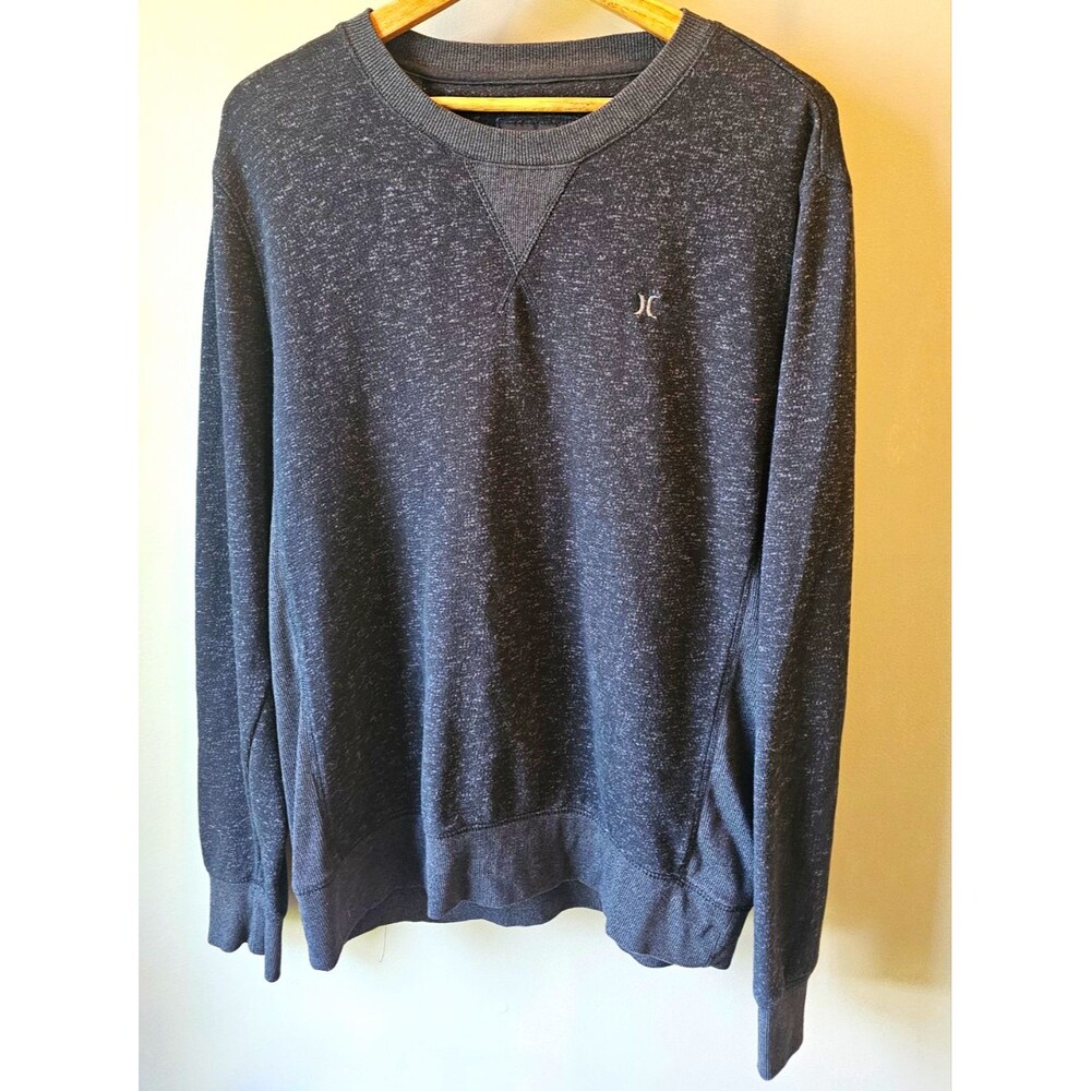 Hurley Mens Gray Crewneck Pullover Sweatshirt Logo Solid Knit Size XL